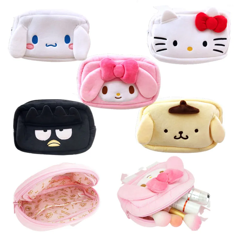 

Anime Kawaii Sanrioed Cinnamoroll My Melody Kittys Pompom Purins Plush Multifunction Cosmetic Storage Bag Birthday Gift