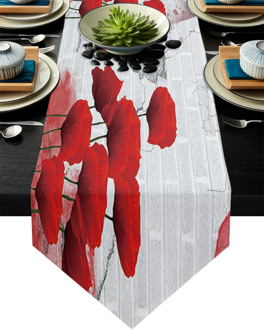 

Poppy Flower Table Runner Kitchen Dinning Table Decor Wedding Table Decor Tablecloth and Placemats
