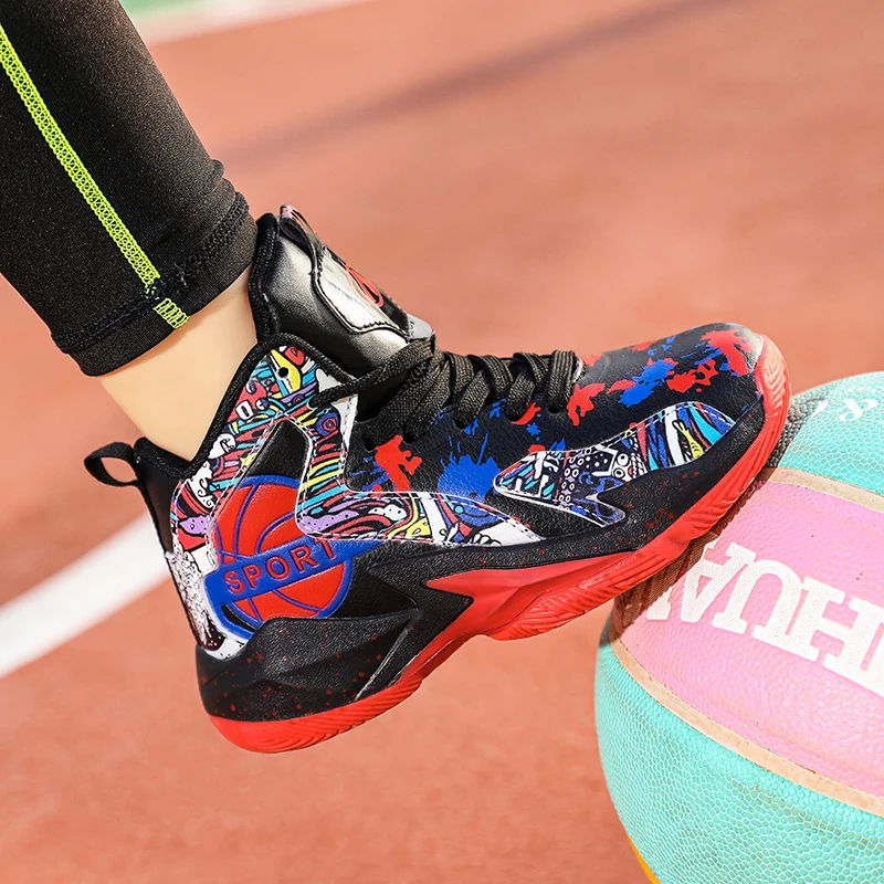 Brand Kids Sneakers Boys Basketball Shoes for Children High To Help Shockproof Kids Sport Shoes Boy Non-slip Basketball Shoes