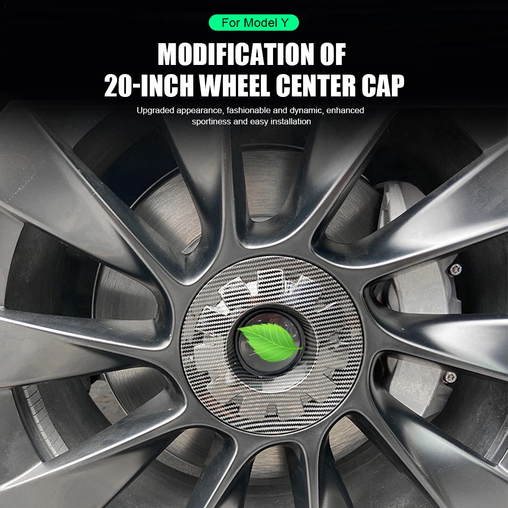 

4PCS/LOT 20 inch For Tesla Model Y Car Wheel Center Hub Caps Carbon Fiber ABS Wheel Rim Center Hub Cap Cover