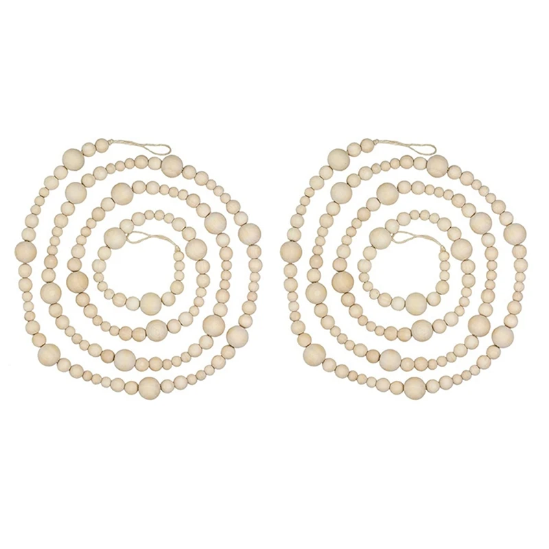 

3 шт., деревянная гирлянда из бусин, 7 футов