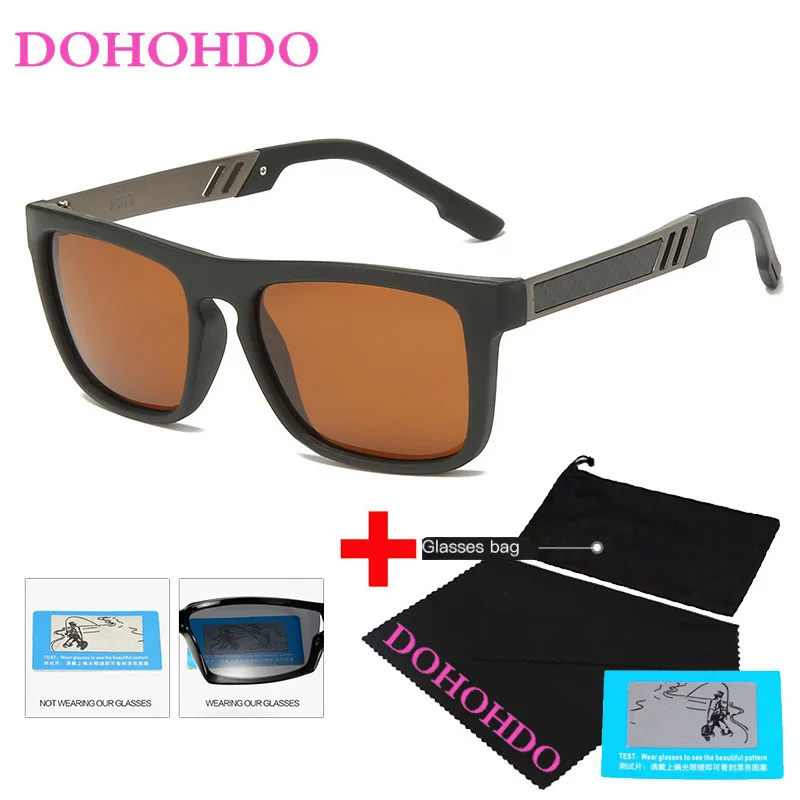 

DOHOHDO Модные солнцезащитные очки ночного видения для мужчин вождения антибликовые желтые линзы очки Gogggles UV400 TR90 квадратные очки Gafas
