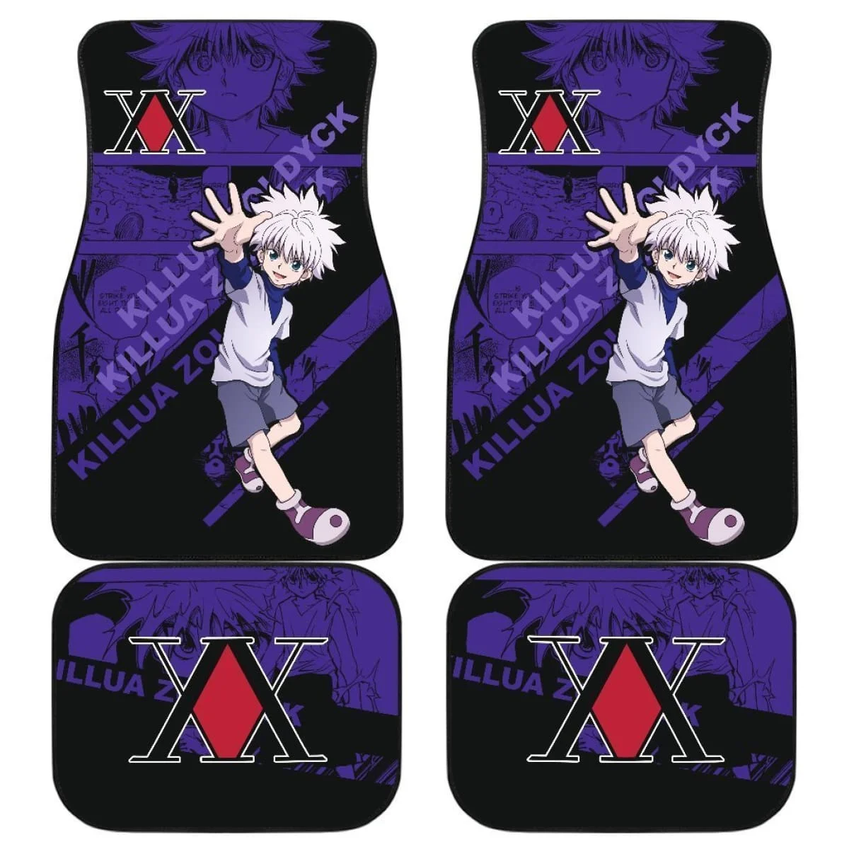 

Killua Zoldyck Characters Hunter X Hunter Car Floor Mats Anime Gift For Fan Universal Fit Full Set Front Rear Car Floor Mats