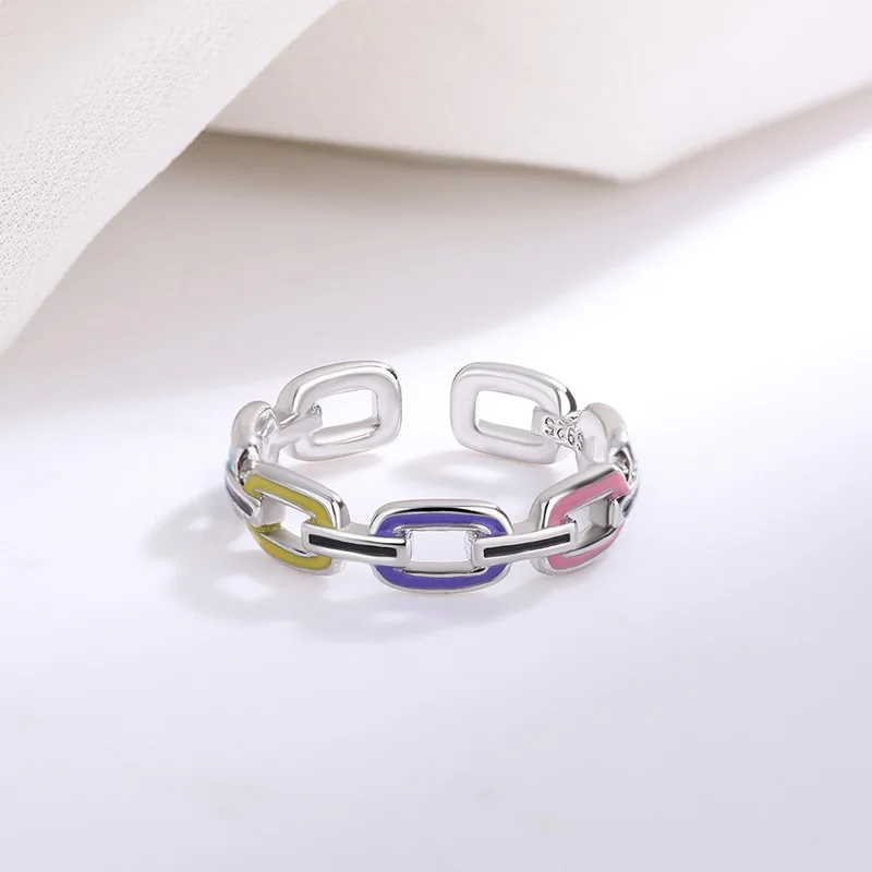 

Минималистичные разноцветные кольца из серебра 925 пробы для женщин, модные креативные полые нестандартные геометрические подарки на день р...