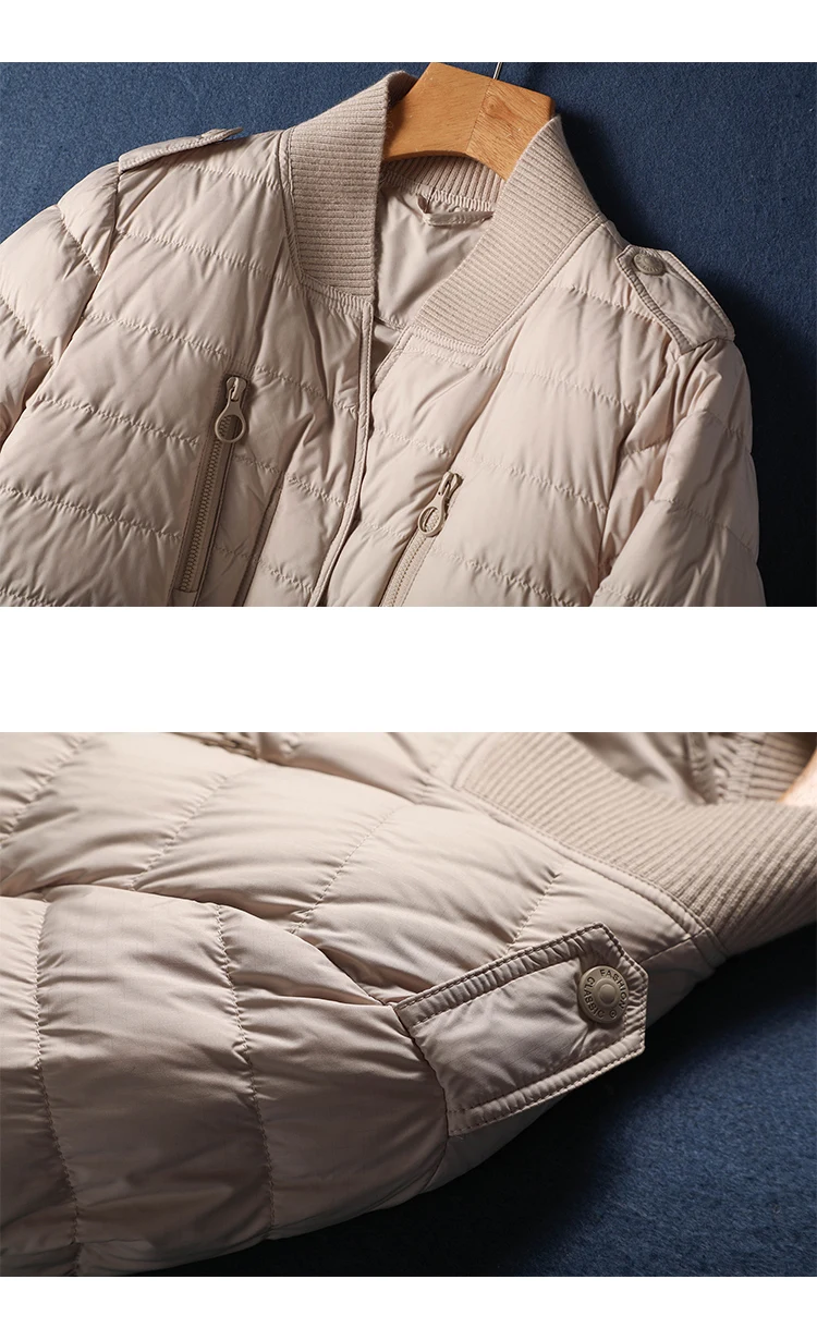 Thin 90%  White Duck Down  Casacos De Inverno Feminino  Coat Jackets for Women  Autumn/Winter  Zipper  Spliced  Casaco Feminino