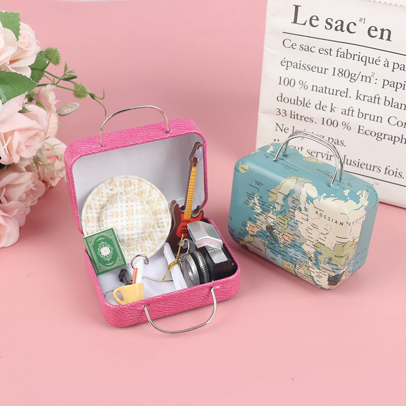 

11Pcs / Set 1:12 Dollhouse Travel Set Mini Suitcase Travel Essential Luggage Set