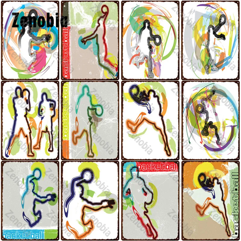 Спортивный металлический знак для баскетбола декоративный постер жестяные