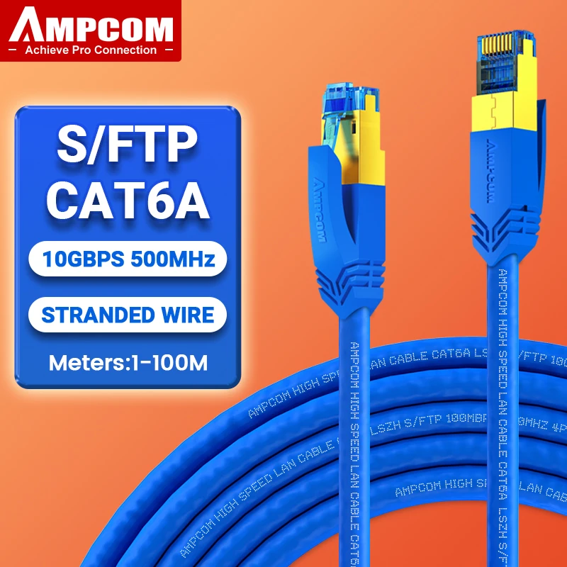 Сетевой кабель AMPCOM CAT6A Ethernet 10 Гбит/с RJ45 LAN высокоскоростной игровой UTP патч 24AWG