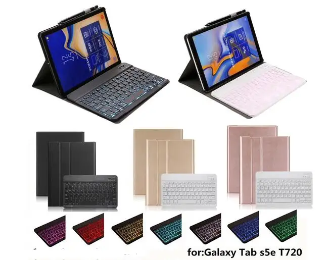 

Bluetooth Keyboard Case for Samsung Galaxy Tab S5e 10.5 2019 SM-T720 SM-T725 Tablet Fabric with 7 Backlit Light Keyboard Cover