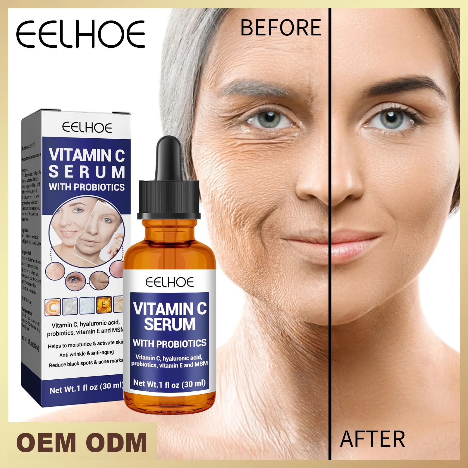 

EELHOE Anti-Aging Vitamin C Facial Essence Diminishes Blemishes Acne Fine Lines Hydrates Nourishing Brightening Serum