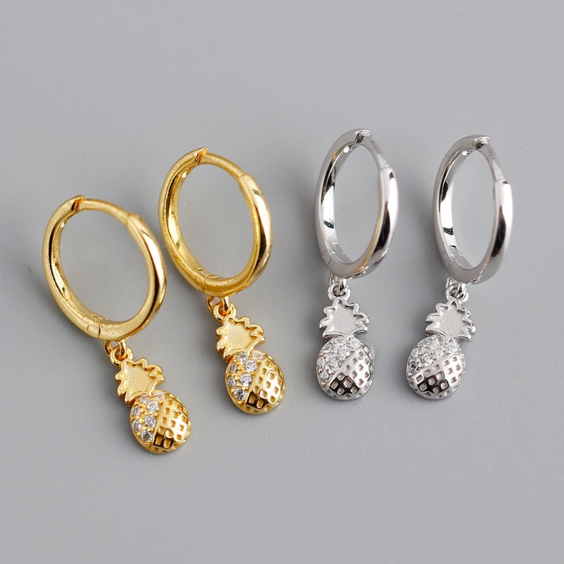 

S925 Silver Mini Small Pineapple Simple Earrings Women's Fashion Jewelry Trend Ins Same Style Earrings Gifts
