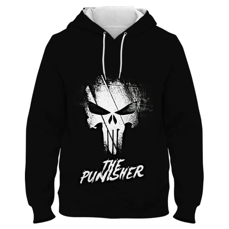 

Spring Autumn Men Oversized Sweatshirt Marvel The Punisher Logo 3D Print Women Hoodies Streetwear Children Clothing
