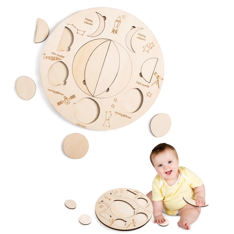 

Wooden Moon Cognitive Board Baby Montessori Toys Education Puzzle Board For Children 3 Years Old Educational Learning Gift