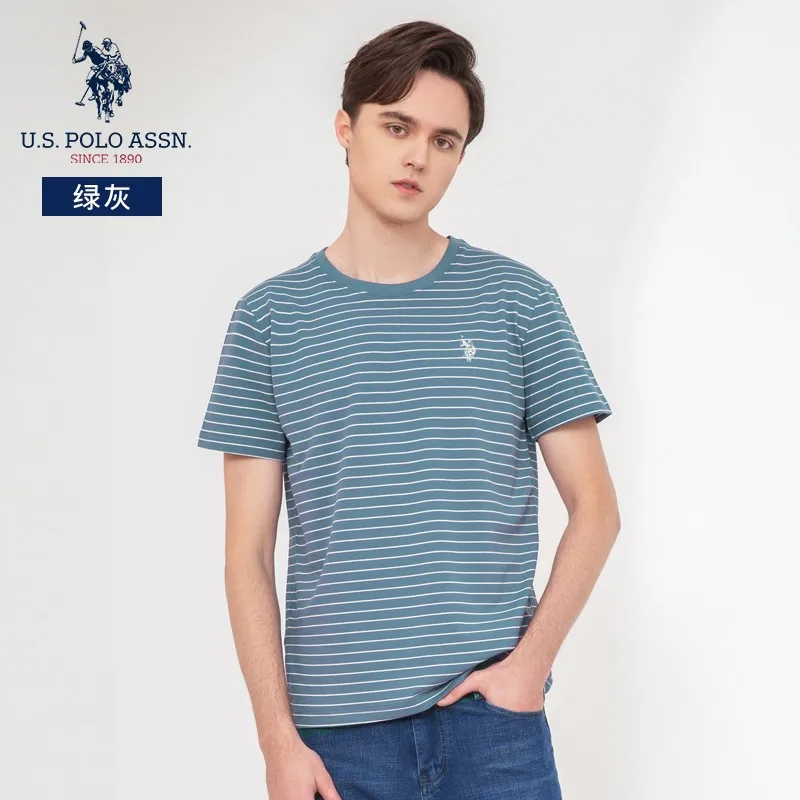 Мужская хлопковая футболка в полоску с коротким рукавом |