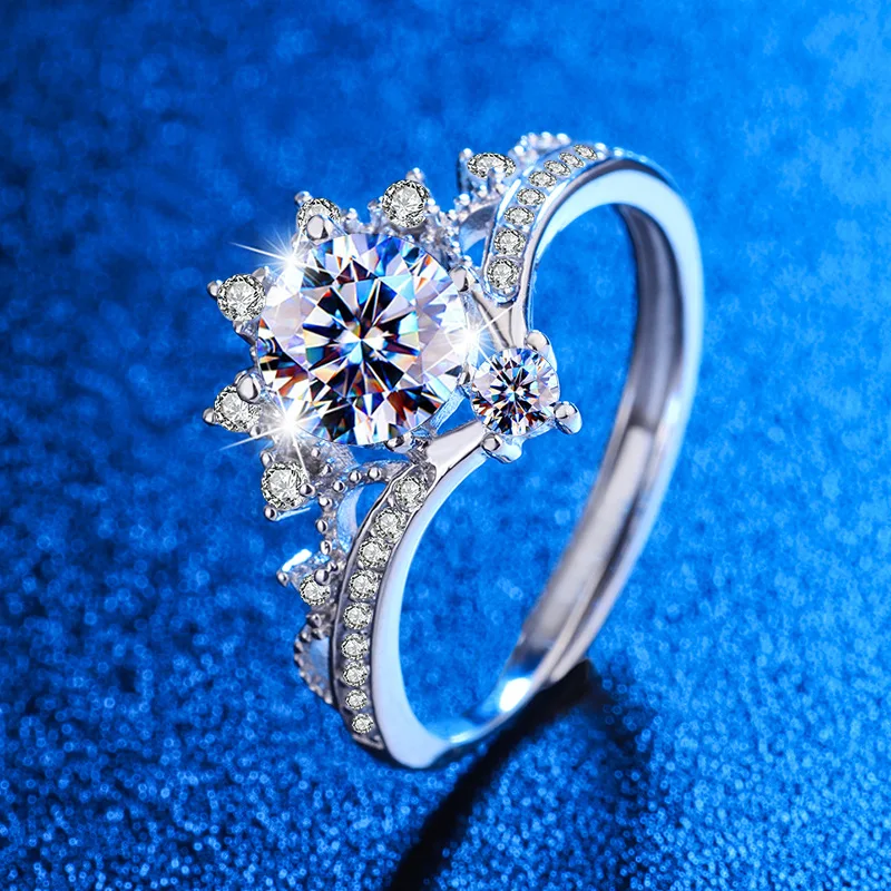 

2022 Luxury S925 Sterling Silver Ring D Color Moissanite Diamond Women Luxury Wedding Rings Princess Crown Valentine's Day Gift