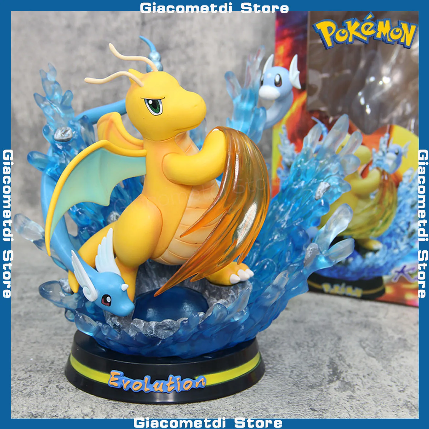 

New Pokemon Anime Figures Dragonite Dragonair Dratini Pvc Figure Collectible Model Toy With Light For Childrens Surprise Gift
