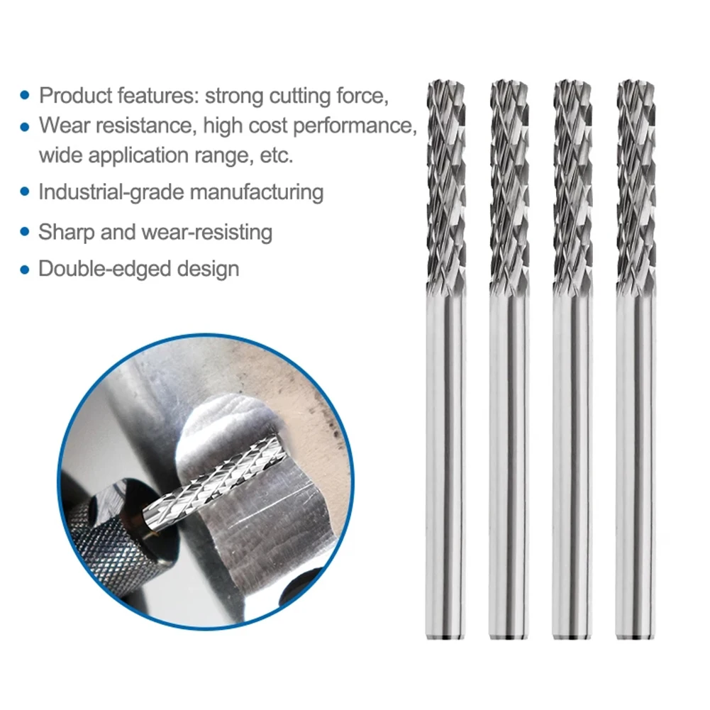 10pcs 3mm Shank Double Rotary Burr Cut Tungsten Carbide Rotary Burr Sets For Cast Iron Copper Carbon Steel Abrasive Tools