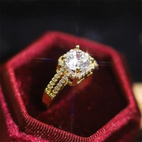 fashion luxury hollow sparkling zircon ring sweet romantic golden ring aesthetics wedding jewelry for women promised ring gifts