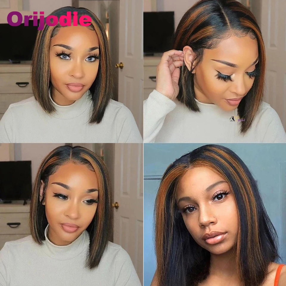 Парики из человеческих волос с прямыми черными бобами на сетке 13 х4 180%