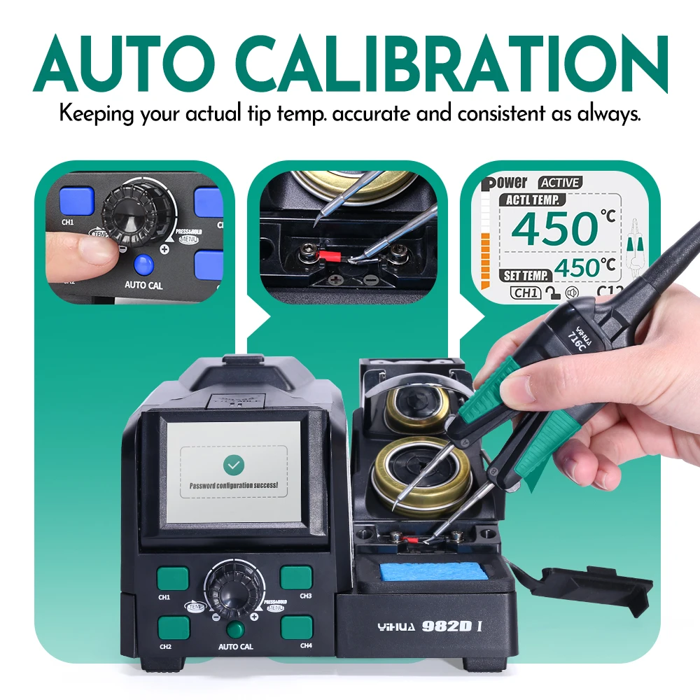 Паяльная станция YIHUA Statio с пинцетом автоматической калибровкой для