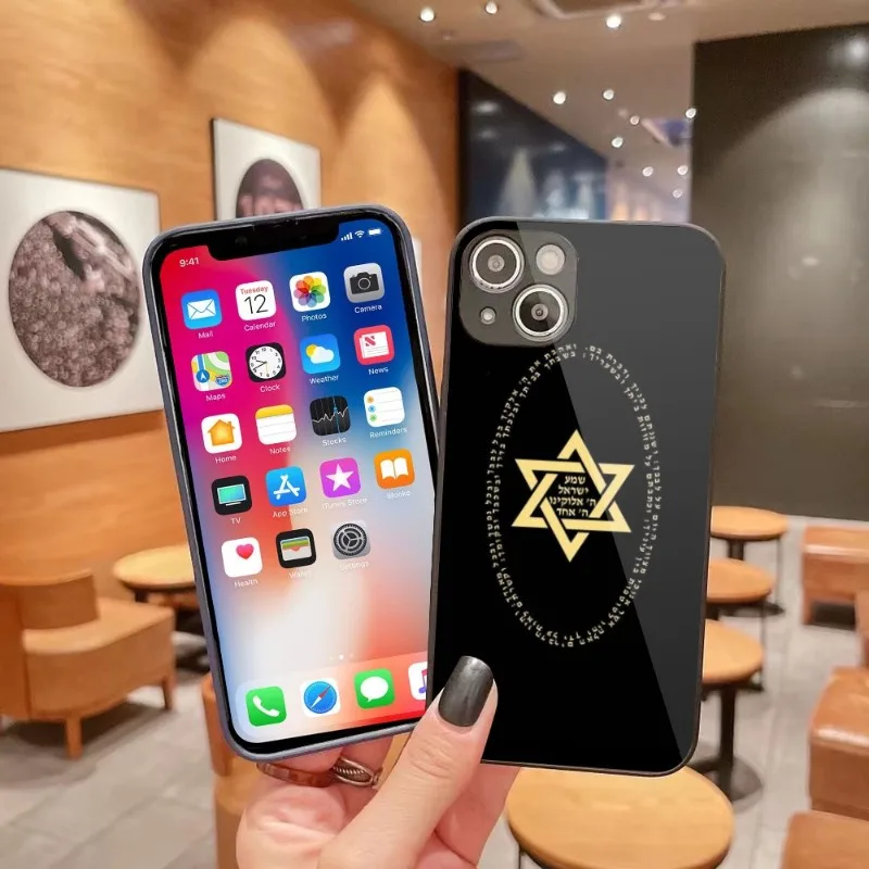 

Чехол для телефона с изображением еврейской звезды Дэвида для iPhone 14, 13, 12, 11 Pro Max, X, XR, XS, 8, 7 Plus, чехол для телефона из жидкого стекла