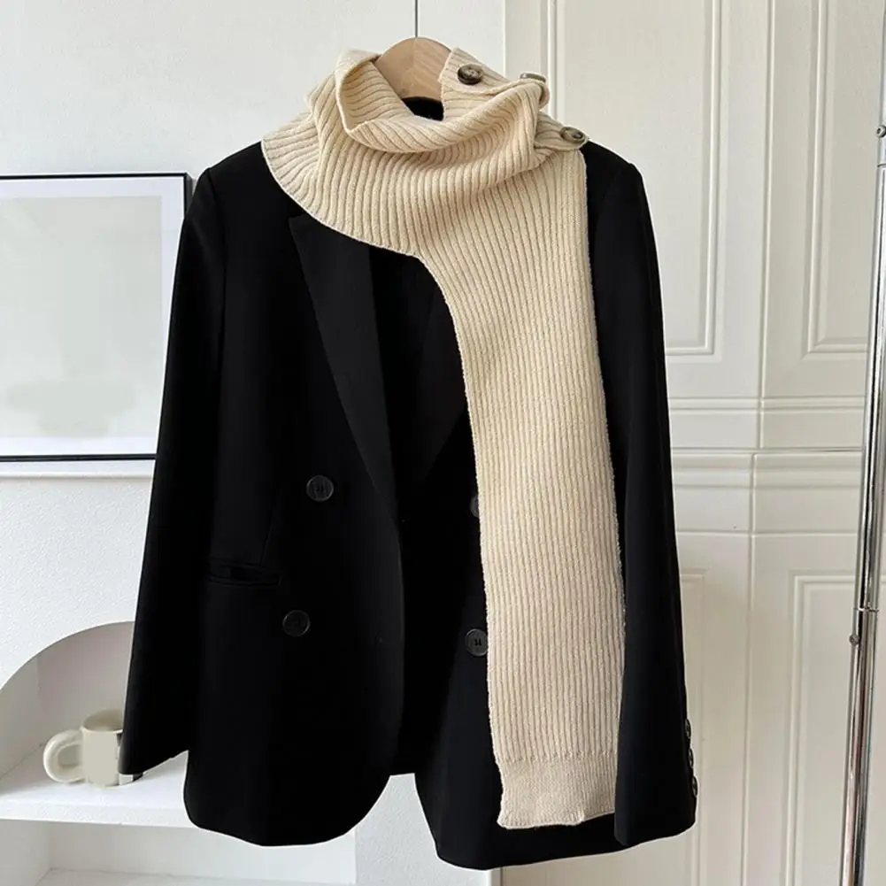 

Lace-up Neck Guard Winter Warm Knitted Shawl with Lace-up Closure Women's Solid Color Neck Guard Scarf for A Stylish Cozy Look