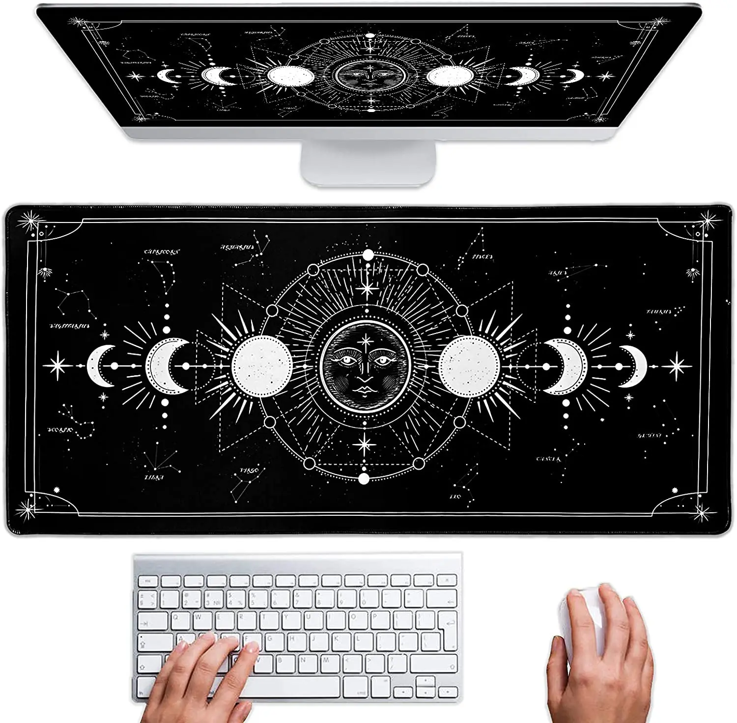 

Moon Phase Extra Large Mouse Pad Desk Pad for Woman Desk Pad for Desk Accessories Large Size Desk Decor 40cmx90cm