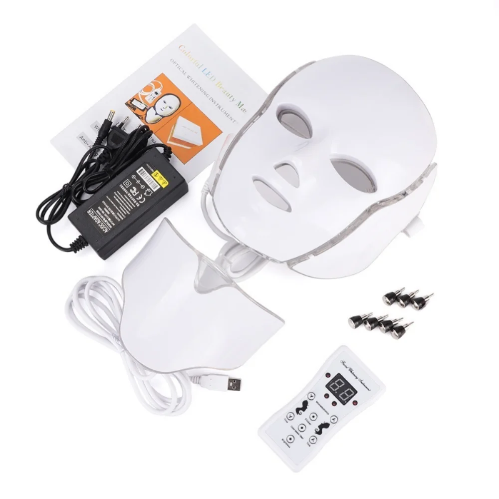 

Light Therapy Acne Mask Neck Beauty Led Mask White Facial Beauty Mask 7 Colors Led Korean Photon Therapy Face Mask Machine