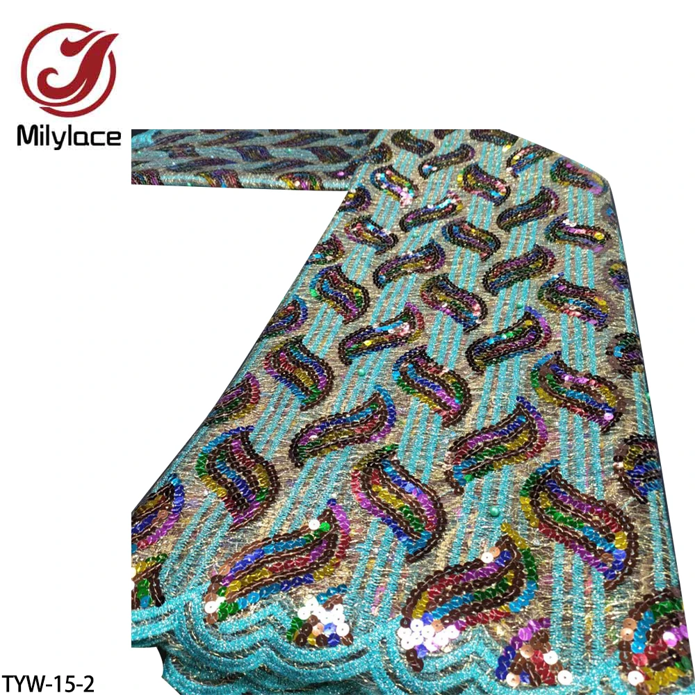 

Latest Sequins Lace Fabric 2022 High Quality African Net Lace Mesh Fabric French Lace Fabrics for Party Dress TYW-15
