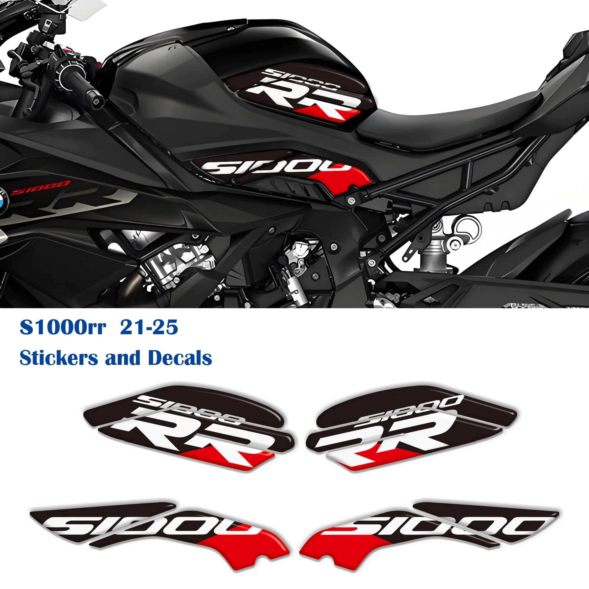 Фото Защитная накладка на бак для S1000RR S1000R S 1000 R RR S1000 S1000 M M1000R M1000RR, комплект 3D-наклеек-декалей, 2021-2025 №2