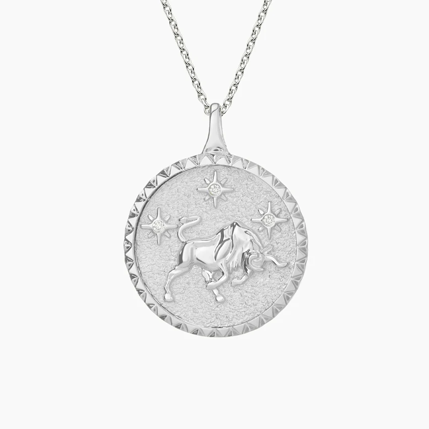 

S925 Sterling Silver Jewelry Taurus Zodiac Diamond Pendant Necklace
