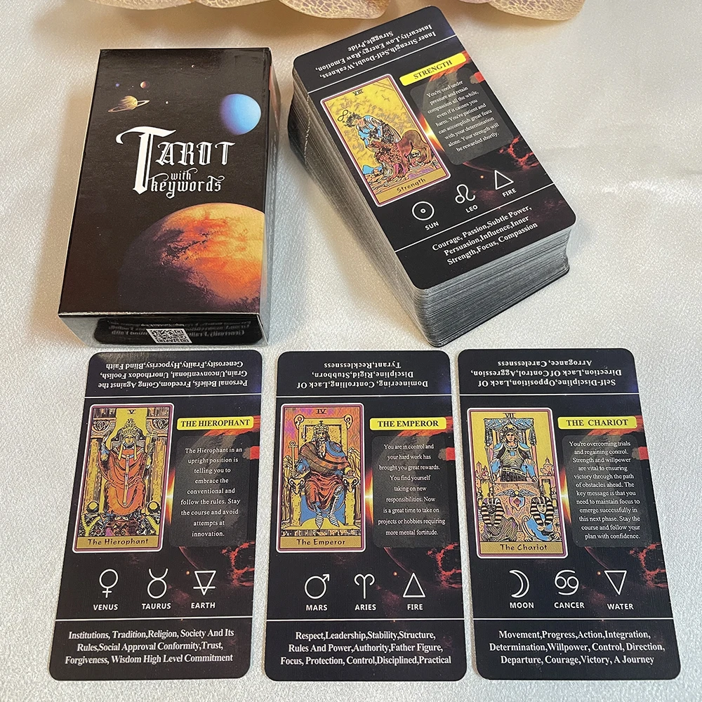 

English Keywords Tarot Cards Classic Sturdy Deck Prophet Prophecy Oracle Divination with Meaning on It