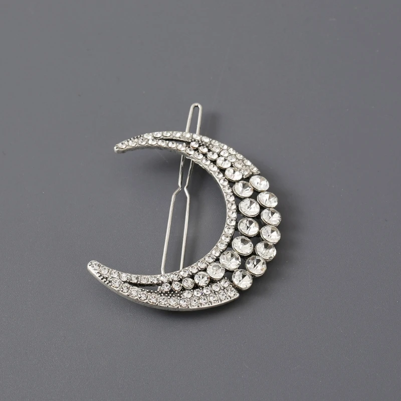 Металлическая заколка для волос в форме луны со стразами на день рождения летние