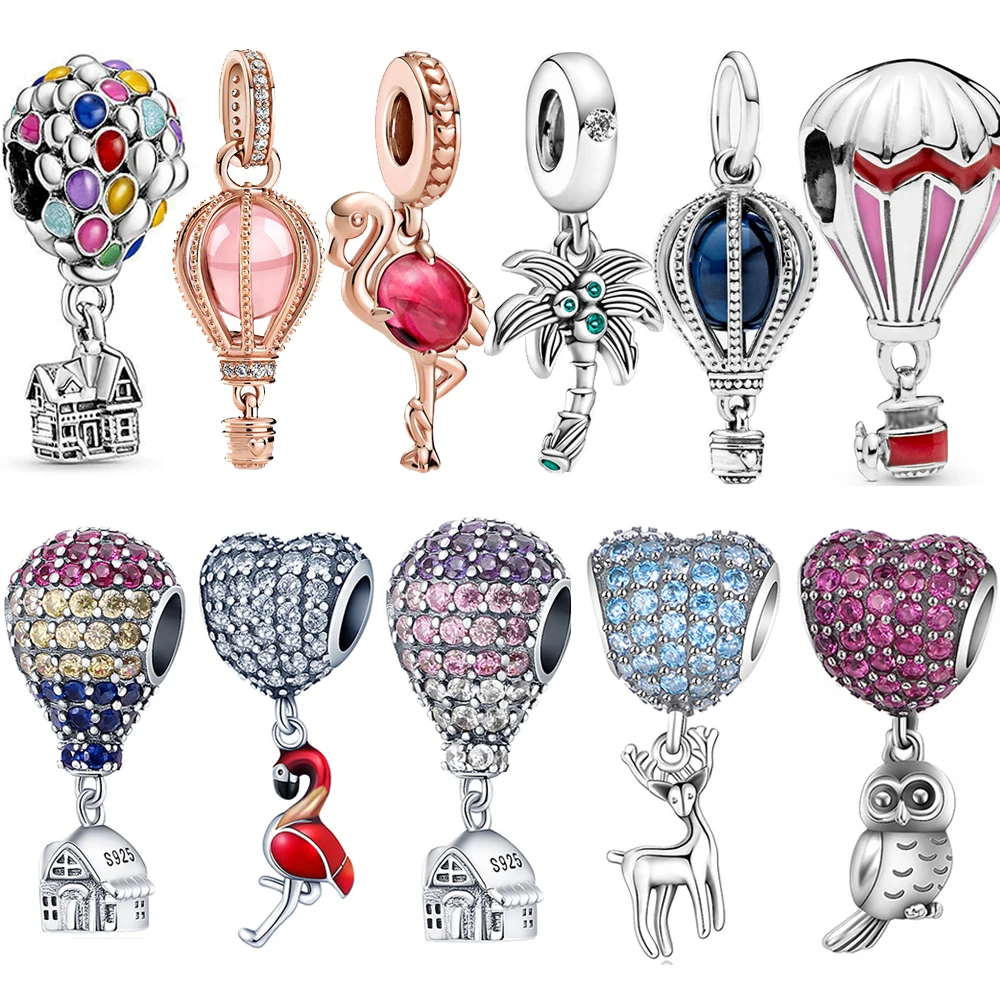 

Горячая Распродажа, подвеска для браслета, ожерелья из серебра 925 пробы, фламинго, сова, олень, кокосовое дерево, воздушный шар, дом, подходят ...