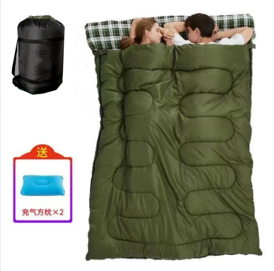 Двухместный теплый спальный мешок для кемпинга на открытом воздухе походов с 2