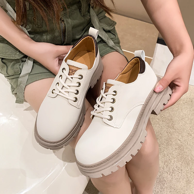 

2022 Lace-up Boots for Womens Fashion British Style Women's Shoes Non-slip Boots Leather Boots Ladies New Modern Boots Women