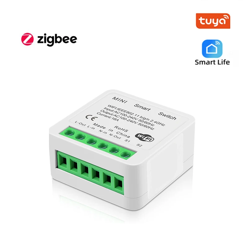 

16A Tuya Ewelink Zigbee WIFI Мини-умный выключатель света DIY 2-полосный выключатель с дистанционным управлением с Alexa Alice Google Home Smart Life