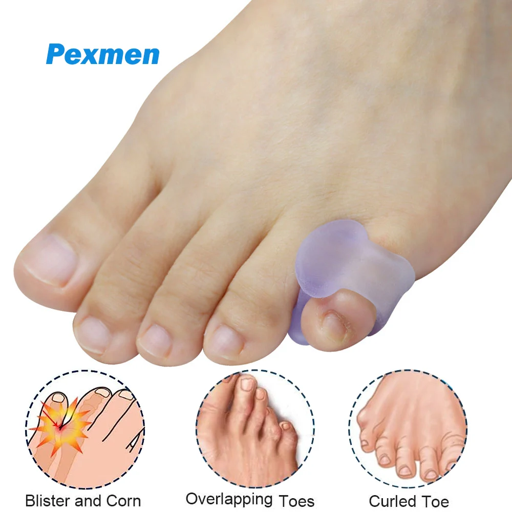 

Pexmen 2 шт. гелевые разделители для пальцев ног, корректор бурсита, разделители для пальцев ног, небольшой защитный разделитель для пальцев ног, разделитель для перекрытия пальцев ног и молотка