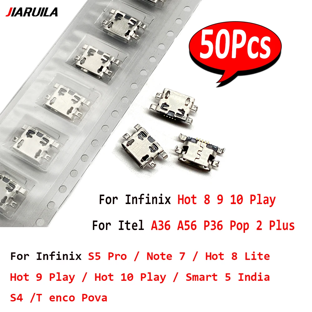 50 шт. разъем Mini USB для Infinix S5 Pro Note 7 X690B Hot 8 Lite 9 Play 10 Smart 5 India S4 Tenco Pova