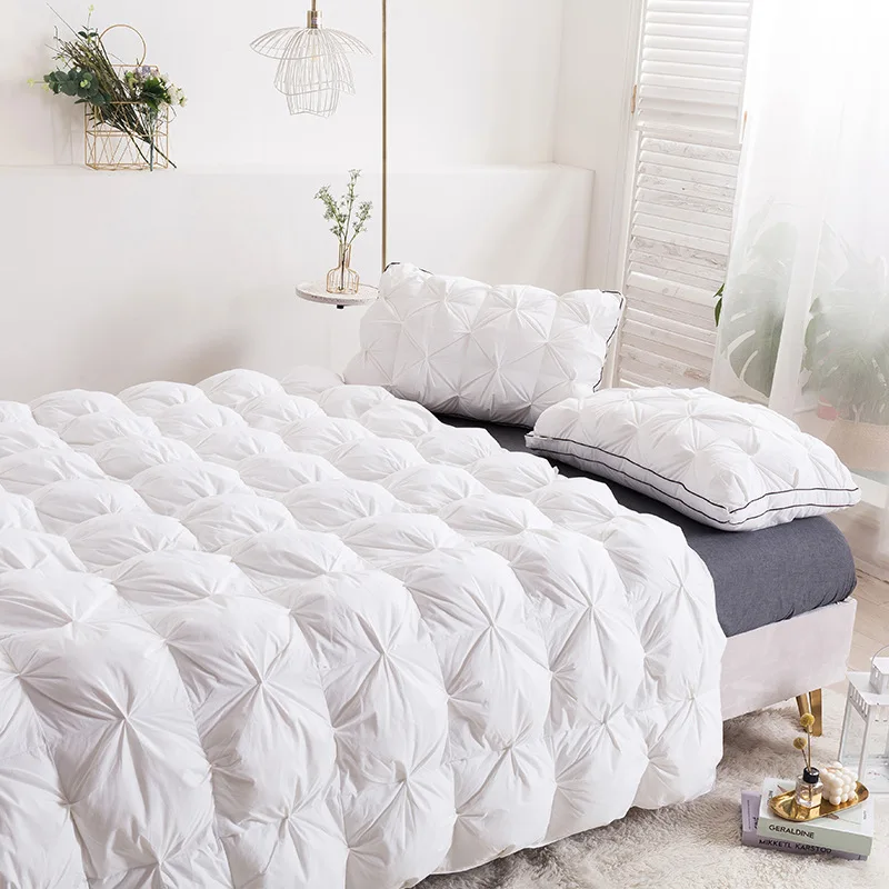 

Pure Cotton Duvet White Goose Down Twist Flower White Duvet Core Down Couple Bed Quilt Winter Duvet Very Warm 220x240CM