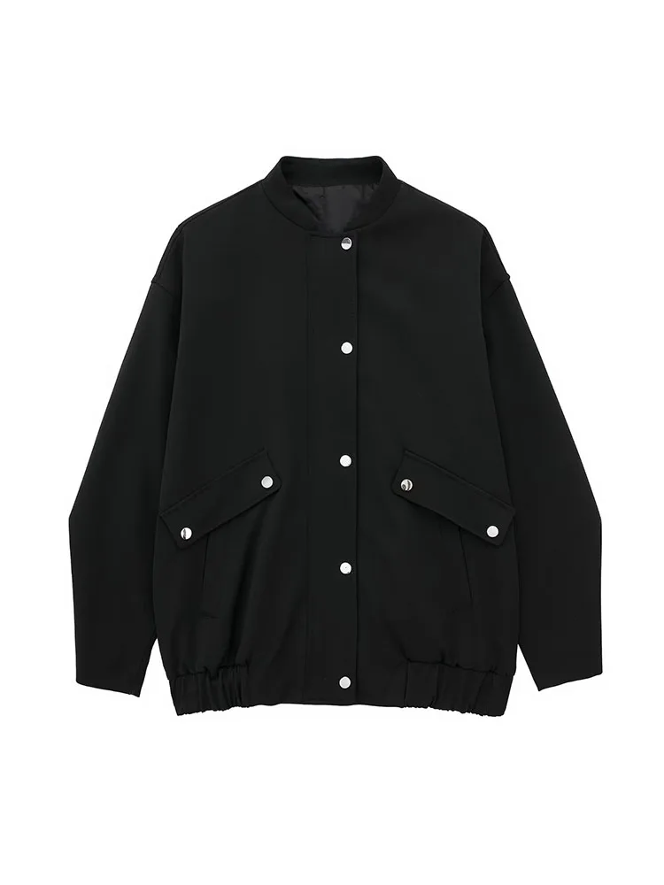 

Женская куртка-Авиатор с откидной крышкой PB & ZA, модное винтажное пальто с длинным рукавом, универсальная повседневная женская верхняя одежда, шикарная верхняя одежда