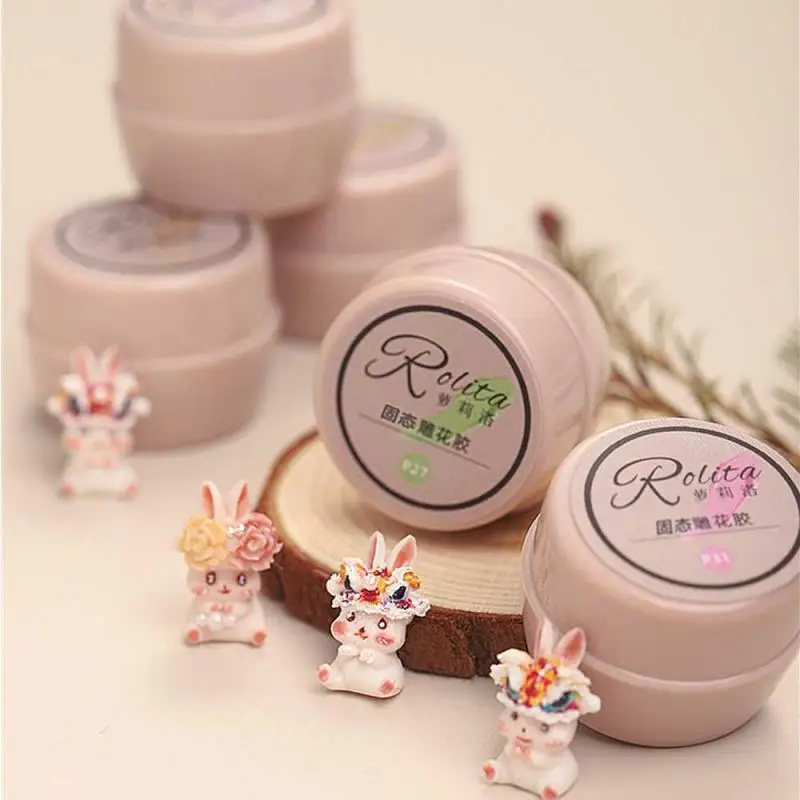 

1~20PCS Extension Nail Enhancement 12 Color Non-sticky Lasting Safe 3d Nail Art Solid Mold Carved Glue Soft Relief Nail Glue