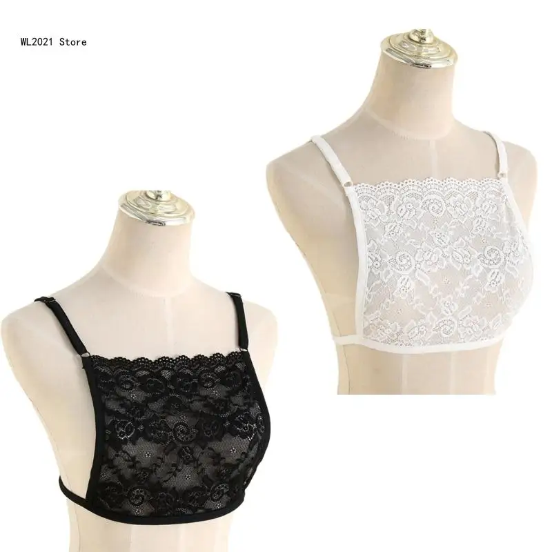 

Floral Lace Mock Camisole Bras Cleavage Cover Overlay Panel Vest Wrapped Chest Bandeau for Women Girls Gifts