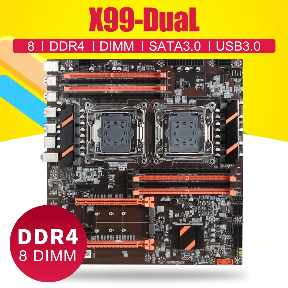 

X99 Dual CPU Motherboard LGA 2011 v3 With Dual M.2 Slot 8 DIMM DDR4 E-ATX USB3.0 SATA3 With Dual Xeon Processor 2011-3 Mainboard