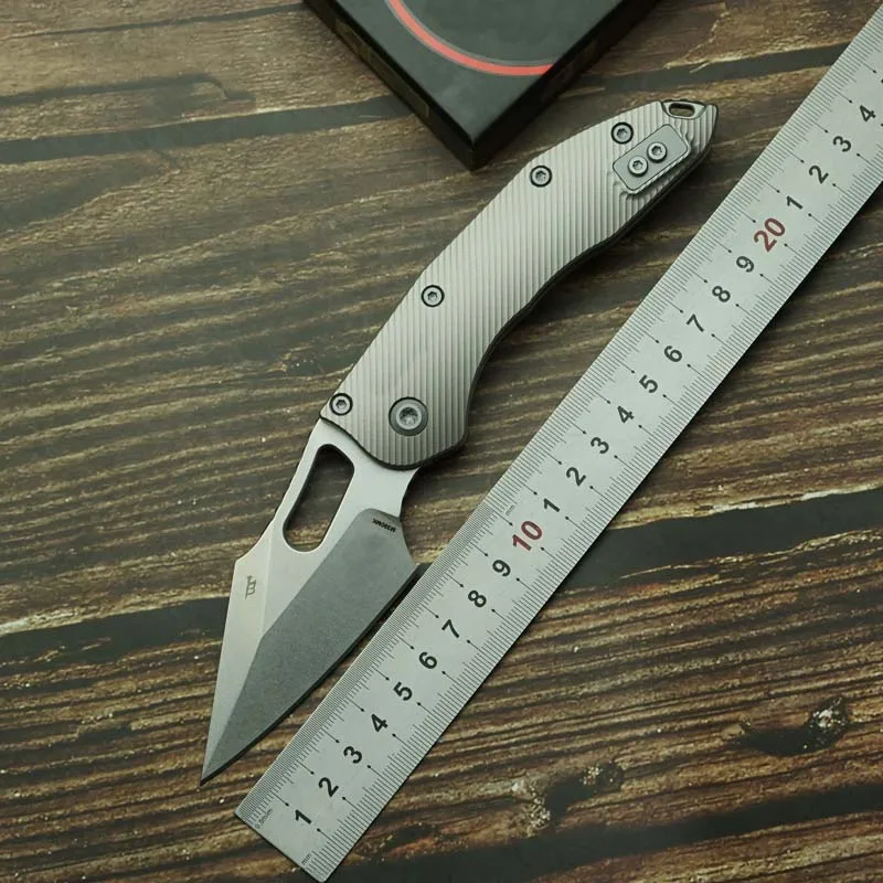 Фото LEMIFSHE Stitch RamL Ручная титановая ручка Керамический подшипник с логотипом M390MK Лезвие Открытый Кемпинг Выживание EDC Складной нож для инструментов №1