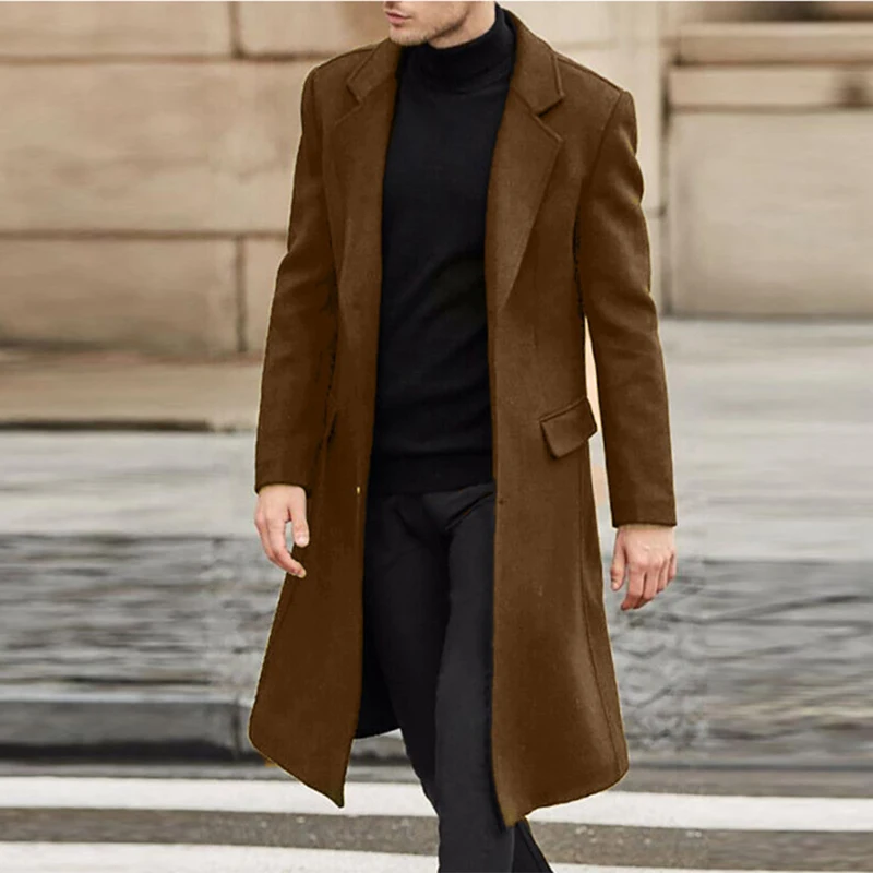 Elegant Casual Long 2022 Woolen Coat Autumn Trench Luxury Winter Clothes British Fashion Windbreaker Men's Trendy