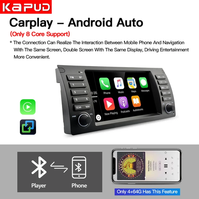 Kapud 8" Android 11 Car Multimedia Radio Player For Bmw X5 E53 2000-2007 CarPlay AUTO SWC Navigation 4G GPS BT Wifi DSP 3