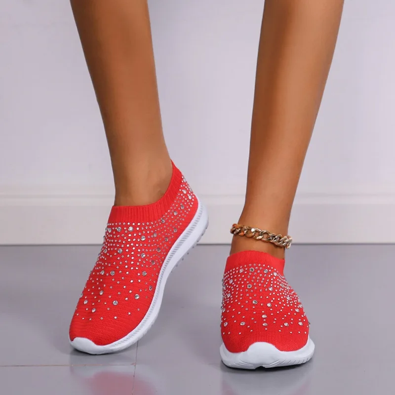 2022 Fashion Rhinestone Bling Running Sport Shoes Women Jogging Walking Shoes Outdoor Gym Sports Sneaker Sapato Feminino Female