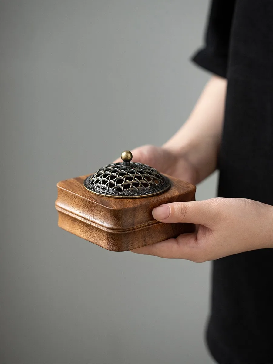 

Walnut Zen Incense Burner Home Indoor Aroma Decoration