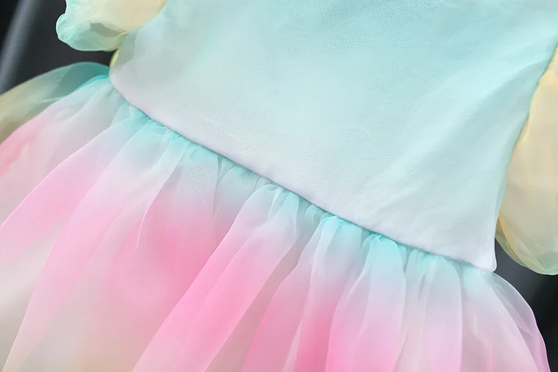 Детское платье для девочек летние наряды малышей многоцветные сетчатые платья
